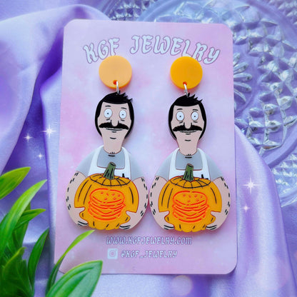 Pumpkin Bob Acrylic Earrings, Keychains & Pins