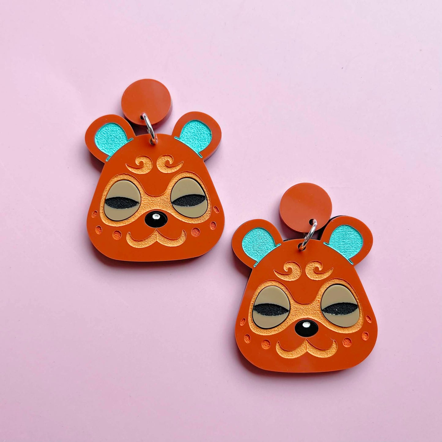 Clay Hamster Villager Video Game Handmade Acrylic Statement Earrings, Keychains, Pins