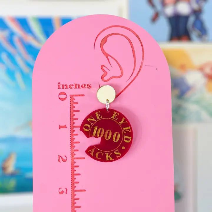 One Eyed Jacks Coin Handmade Acrylic Dangle Earrings & Keychains