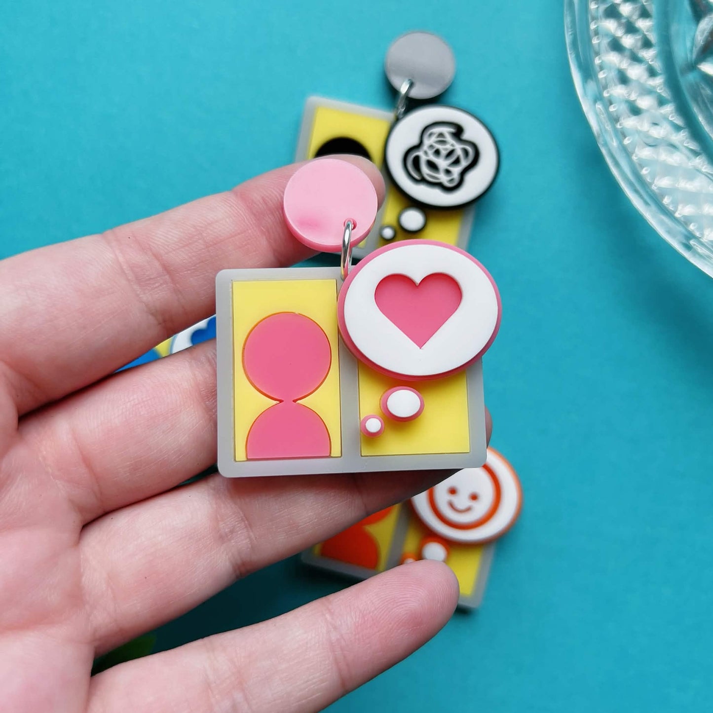 Tomodachi Windows Handmade Acrylic Statement Earrings, Keychains, Pins, Hair Clips