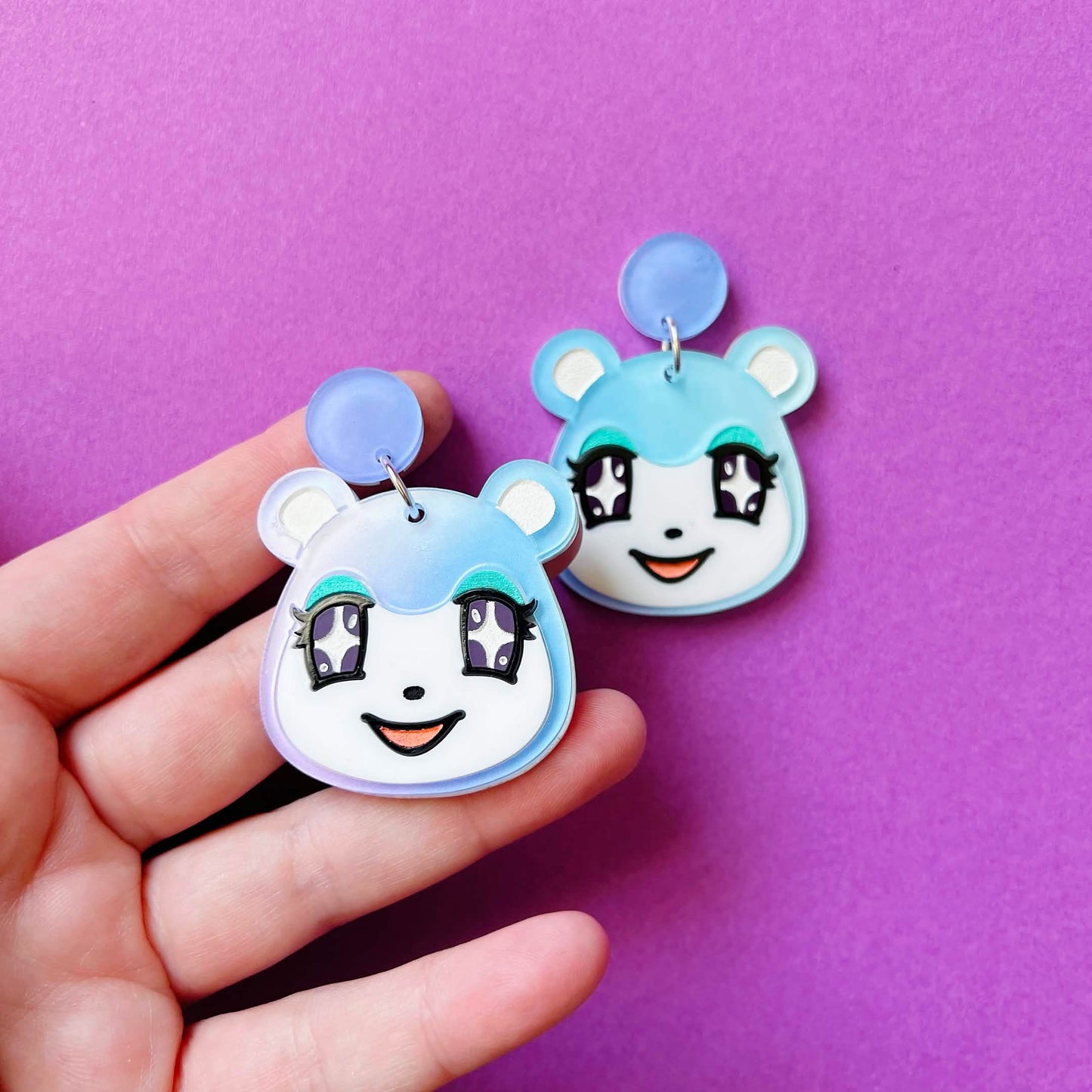 Judy Bear Cub Villager Video Game Handmade Acrylic Statement Earrings, Keychains, Pins