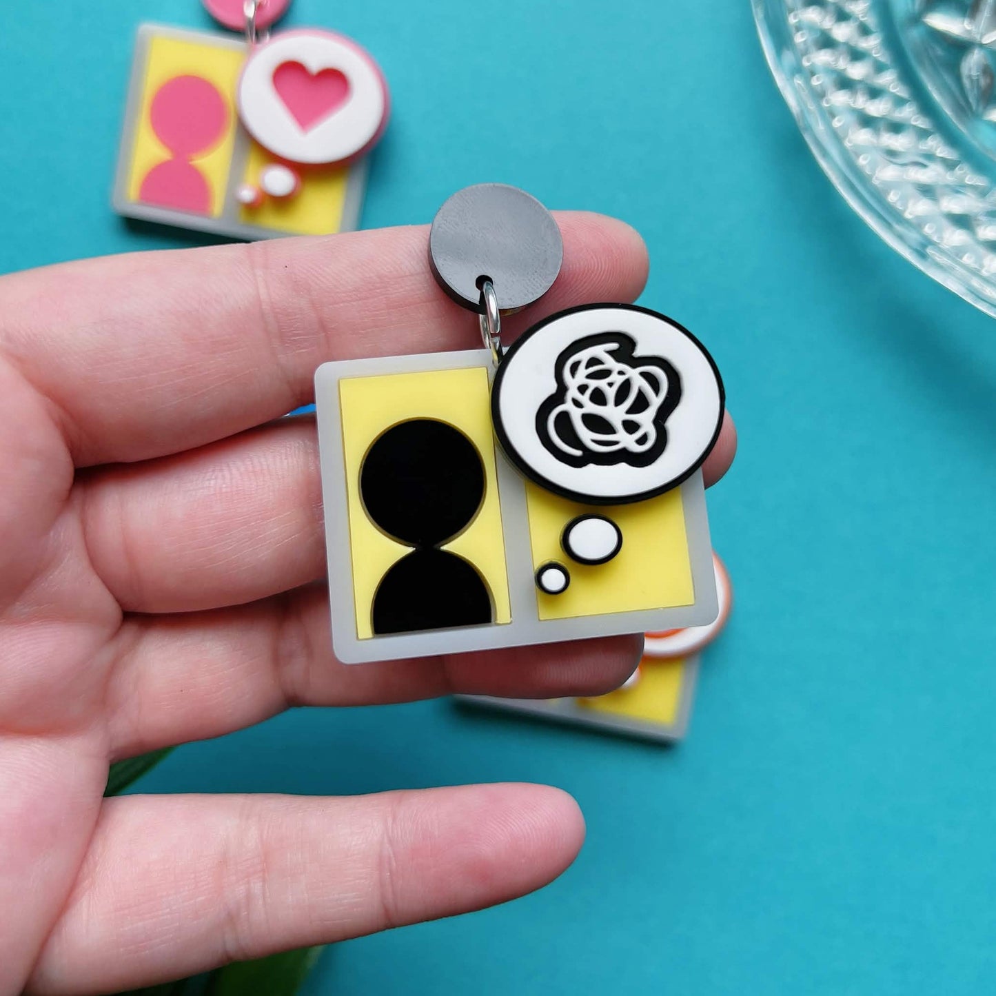 Tomodachi Windows Handmade Acrylic Statement Earrings, Keychains, Pins, Hair Clips