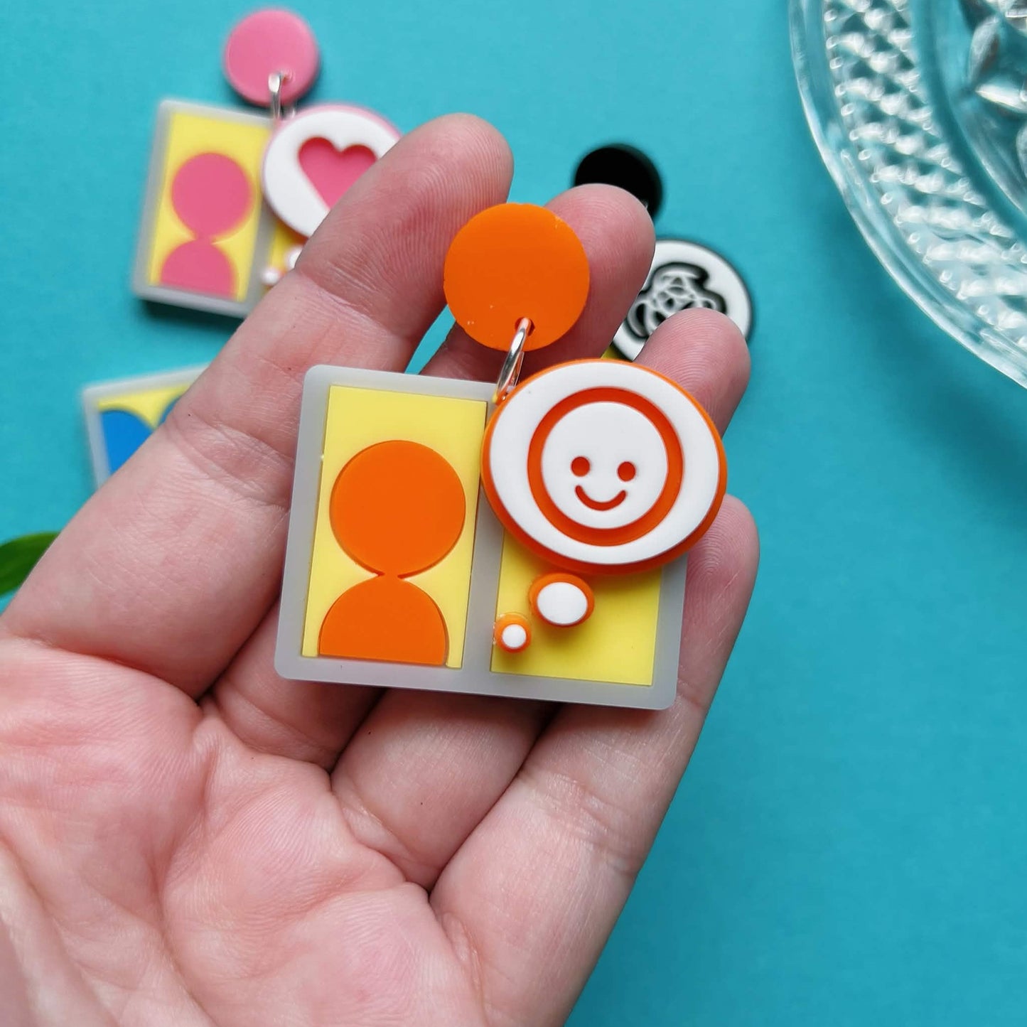 Tomodachi Windows Handmade Acrylic Statement Earrings, Keychains, Pins, Hair Clips