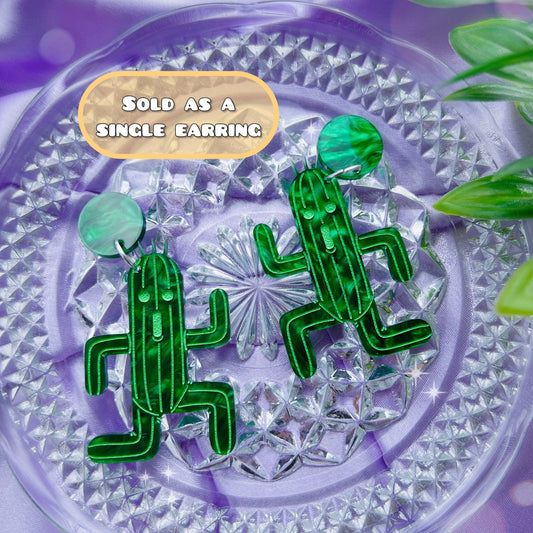 Cactuar Acrylic SINGLE Earrings, Keychains & Pins