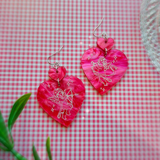 Cherub Hearts Acrylic Earrings