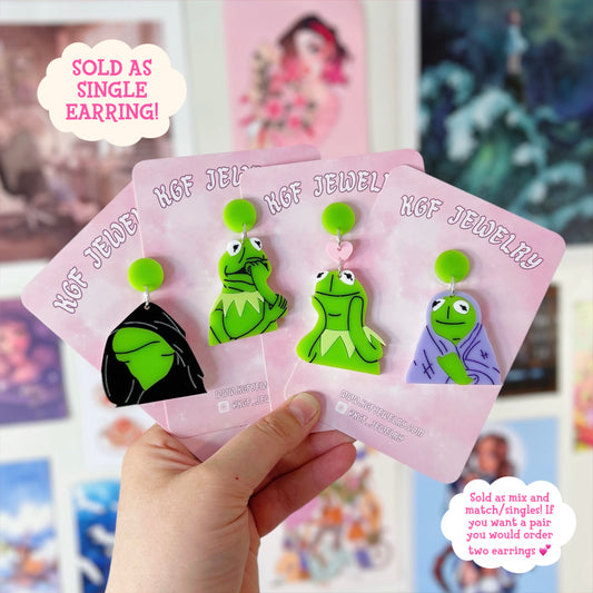 Kermie Mood SINGLE Mix & Match Acrylic Earrings, Keychains, Pins