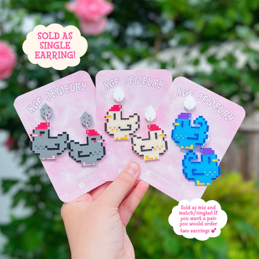 Stardew Chickens Single Mix & Match Acrylic Earrings, Keychains & Pins