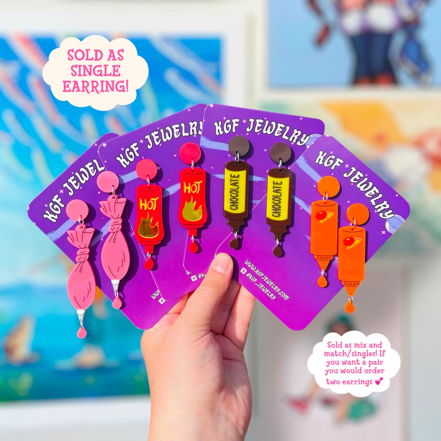 Penguin Pizza Sauce SINGLE Mix and Match Acrylic Earrings & Keychains