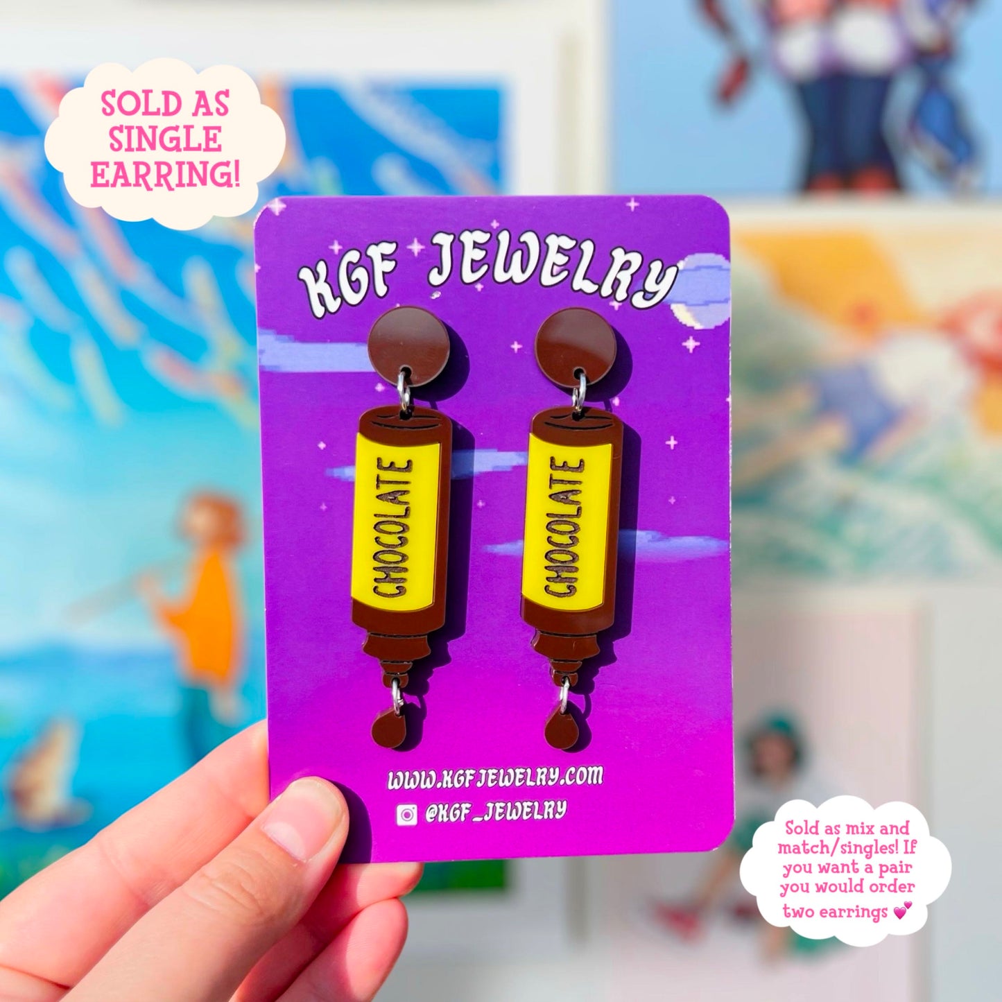 Penguin Pizza Sauce SINGLE Mix and Match Acrylic Earrings & Keychains