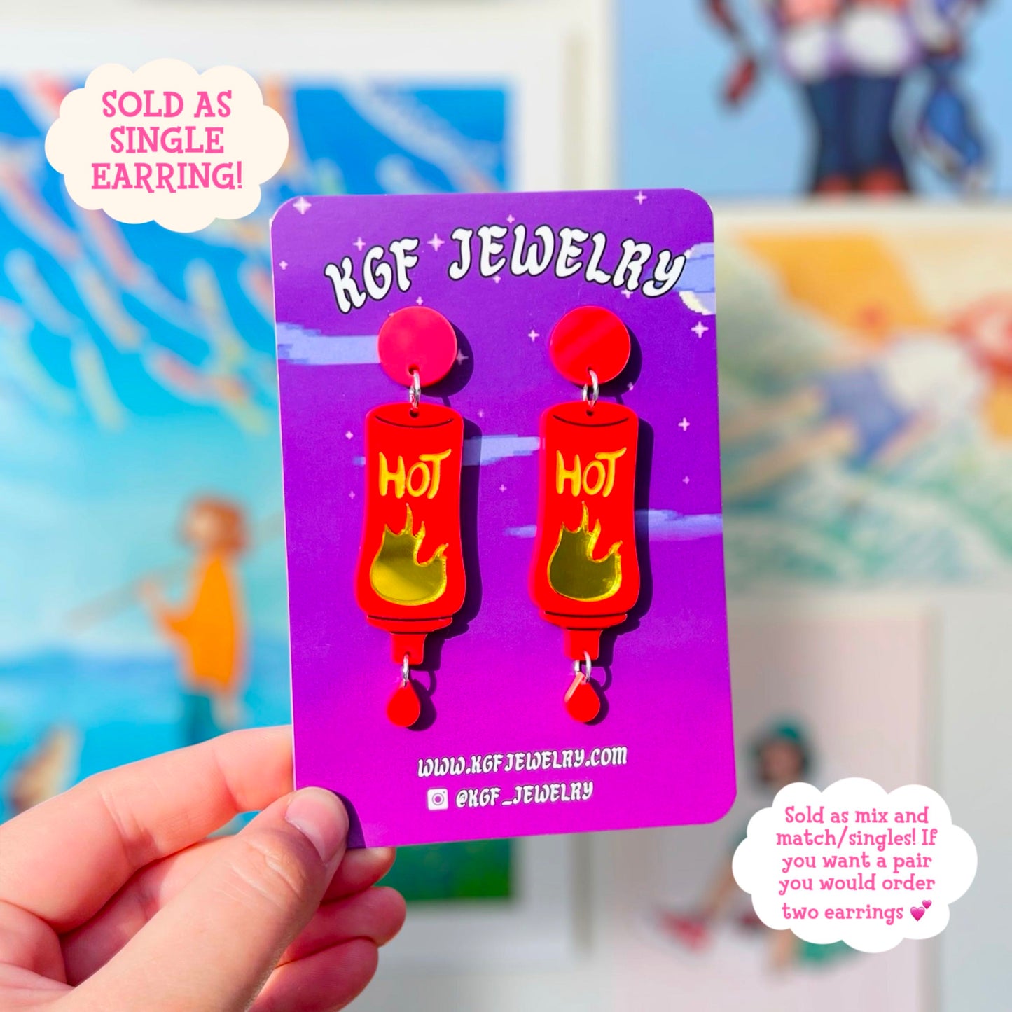 Penguin Pizza Sauce SINGLE Mix and Match Acrylic Earrings & Keychains