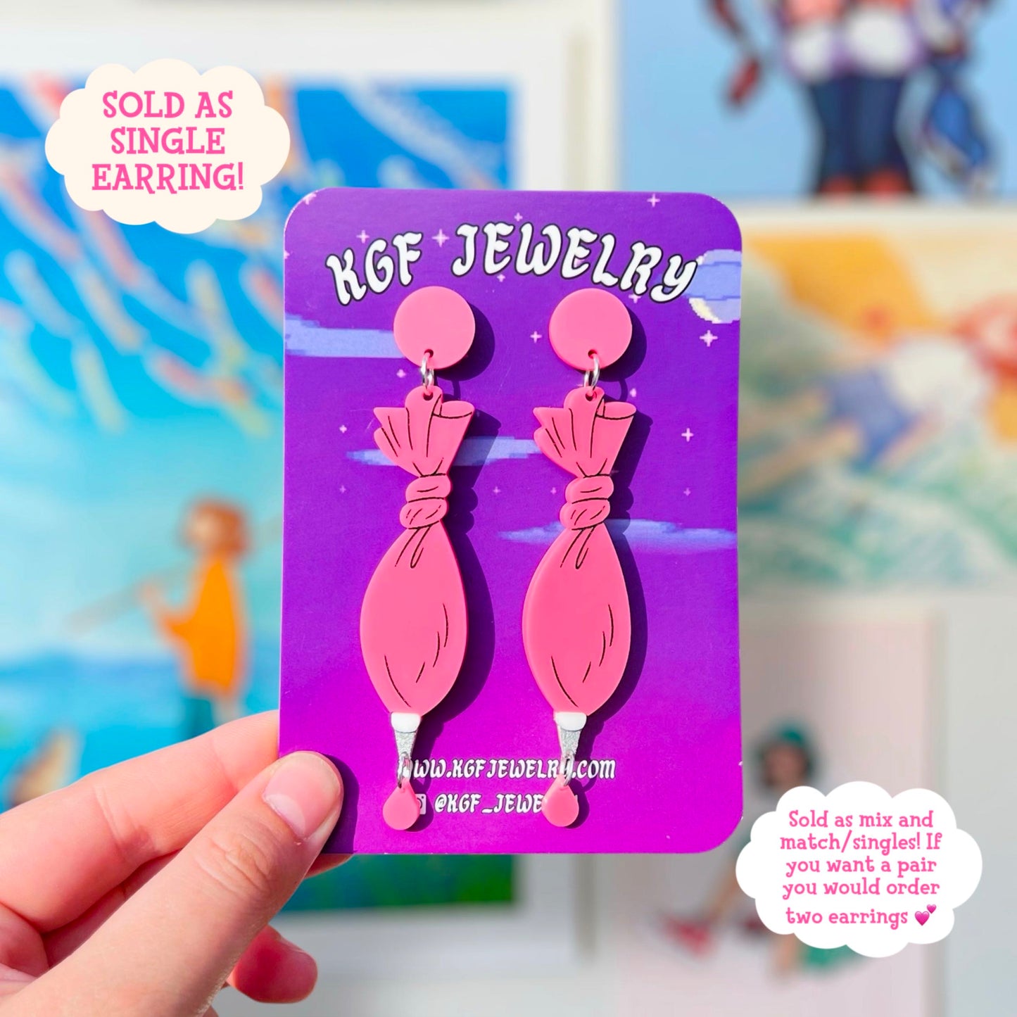 Penguin Pizza Sauce SINGLE Mix and Match Acrylic Earrings & Keychains