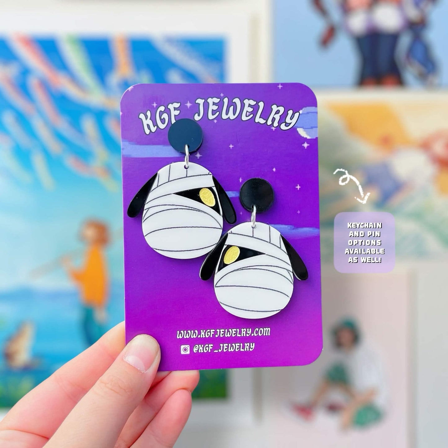 Lucky Dog Villager Video Game Handmade Acrylic Statement Earrings, Keychains, Pins