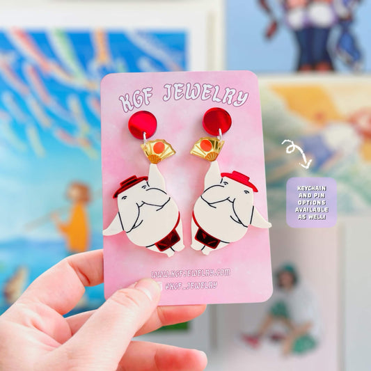 Radish Spirit Handmade Acrylic Statement Earrings, Keychains, Pins