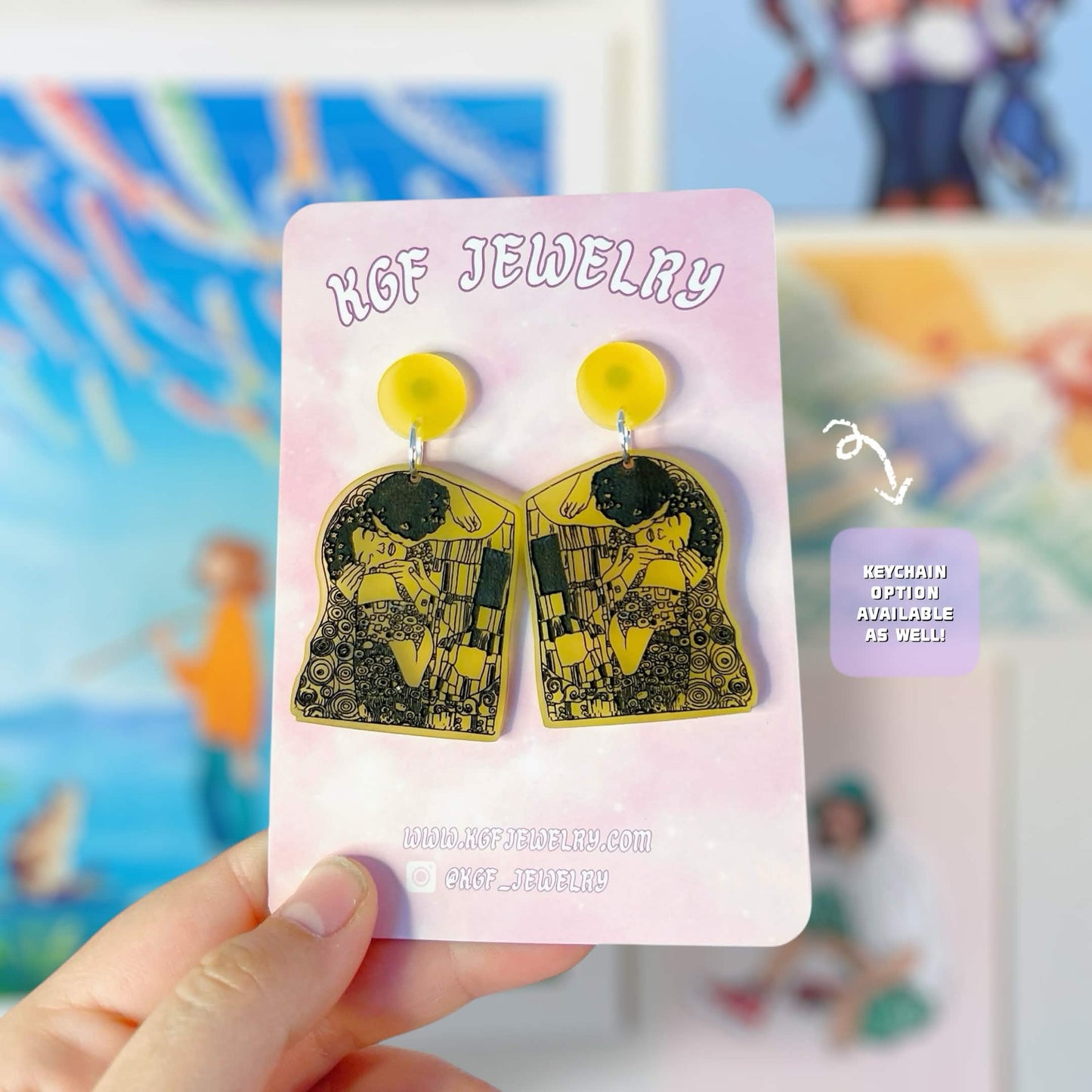 The Kiss Art History Handmade Acrylic Statement Earrings & Keychains