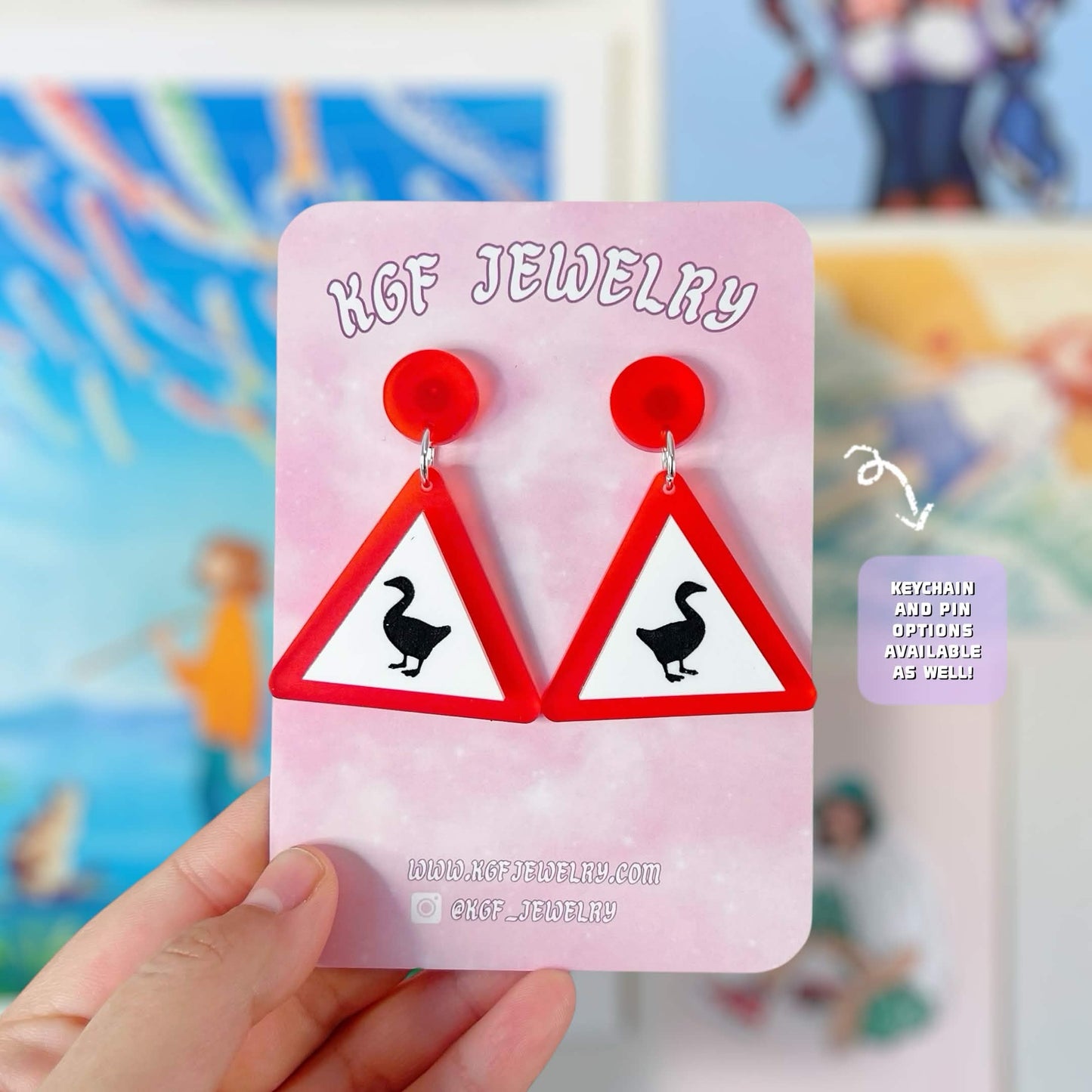 Goose Game Video Game Handmade Acrylic Statement Earrings, Keychains, Pins