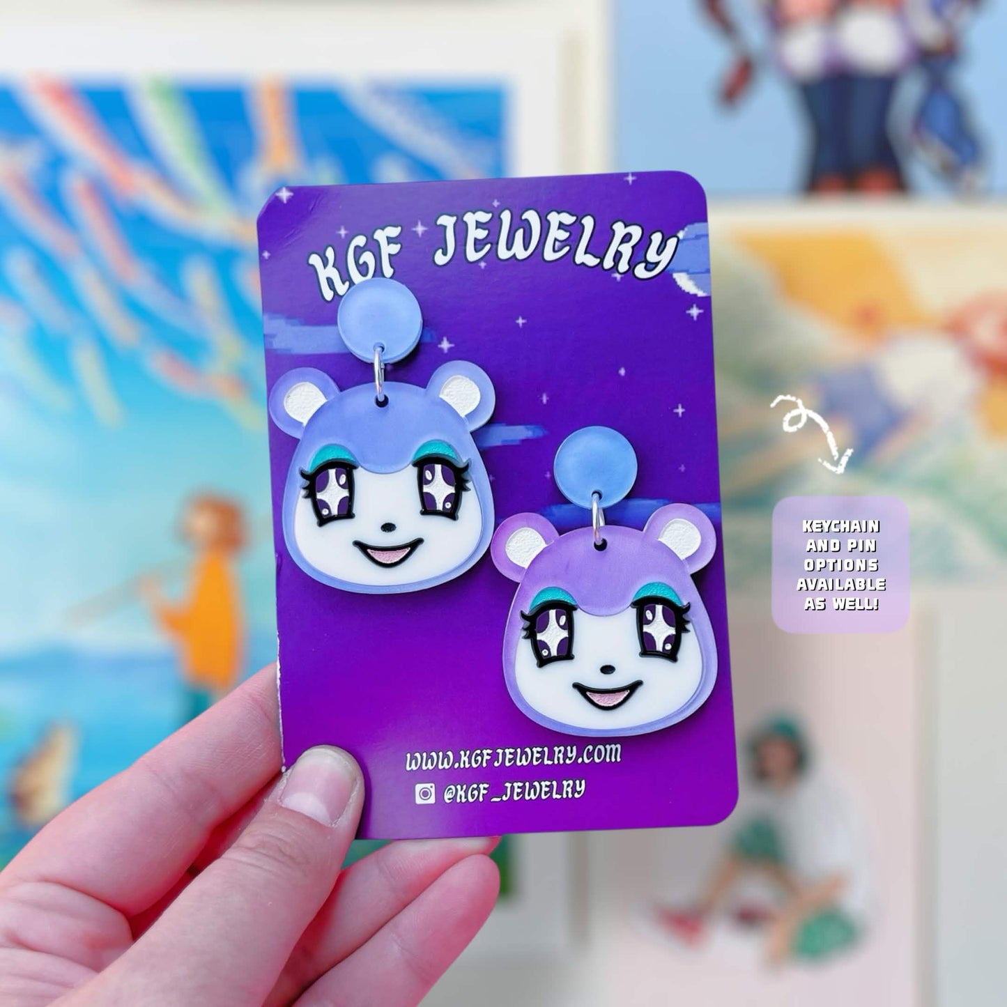Judy Bear Cub Villager Video Game Handmade Acrylic Statement Earrings, Keychains, Pins