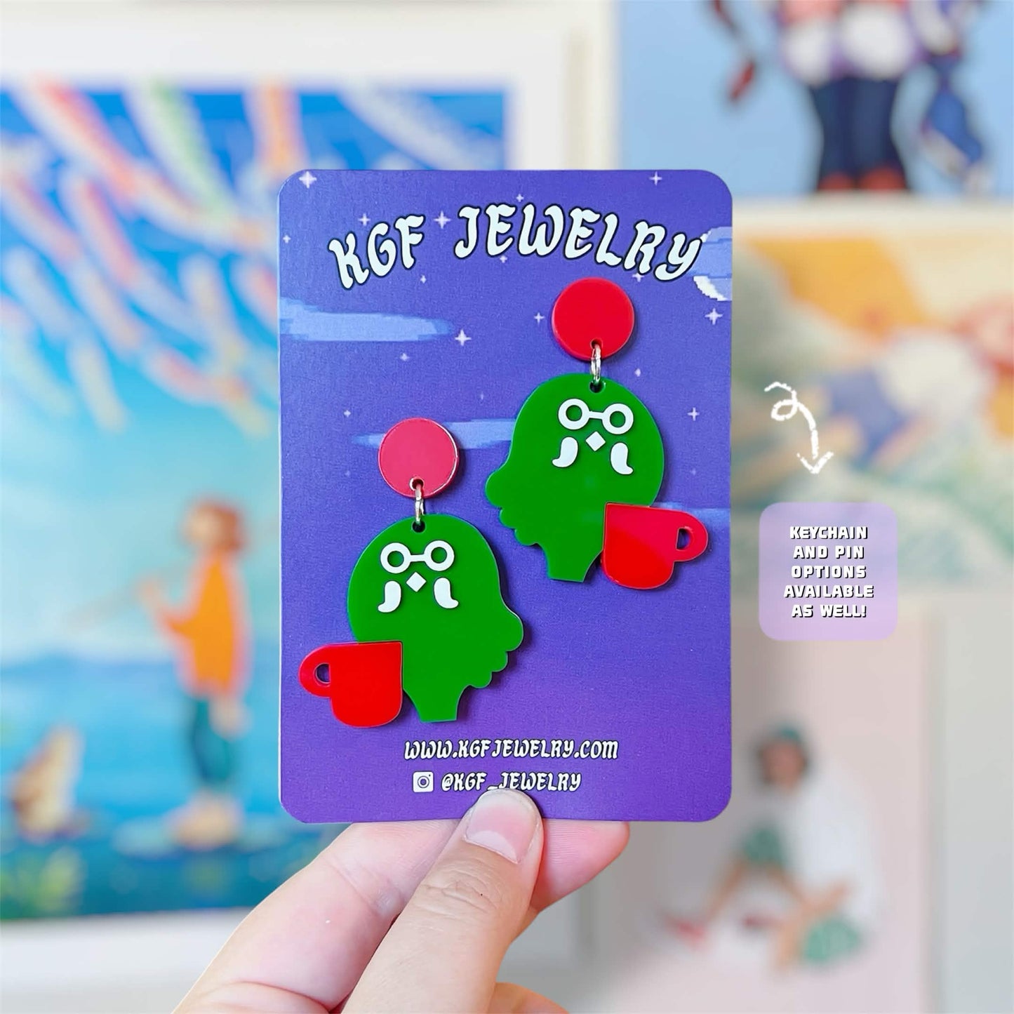 Brewster Logo Video Game Handmade Acrylic Earrings, Keychains, Pins