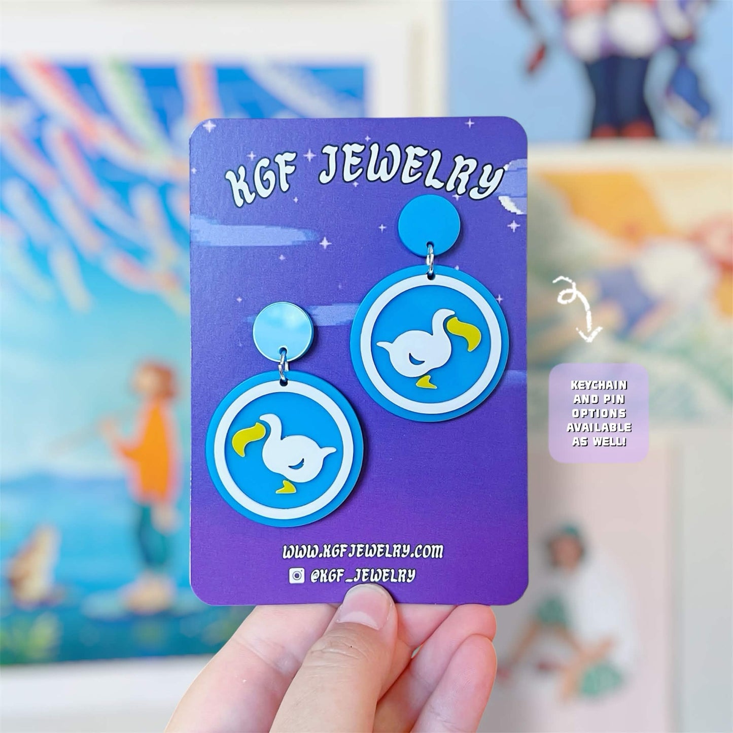 Dodo Airlines Video Game Handmade Acrylic Earrings, Keychains, Pins