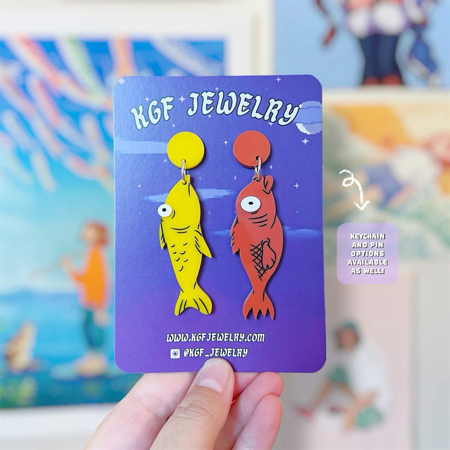 Fluffy & Mullet Video Game Handmade Acrylic Statement Earrings, Keychains, Pins
