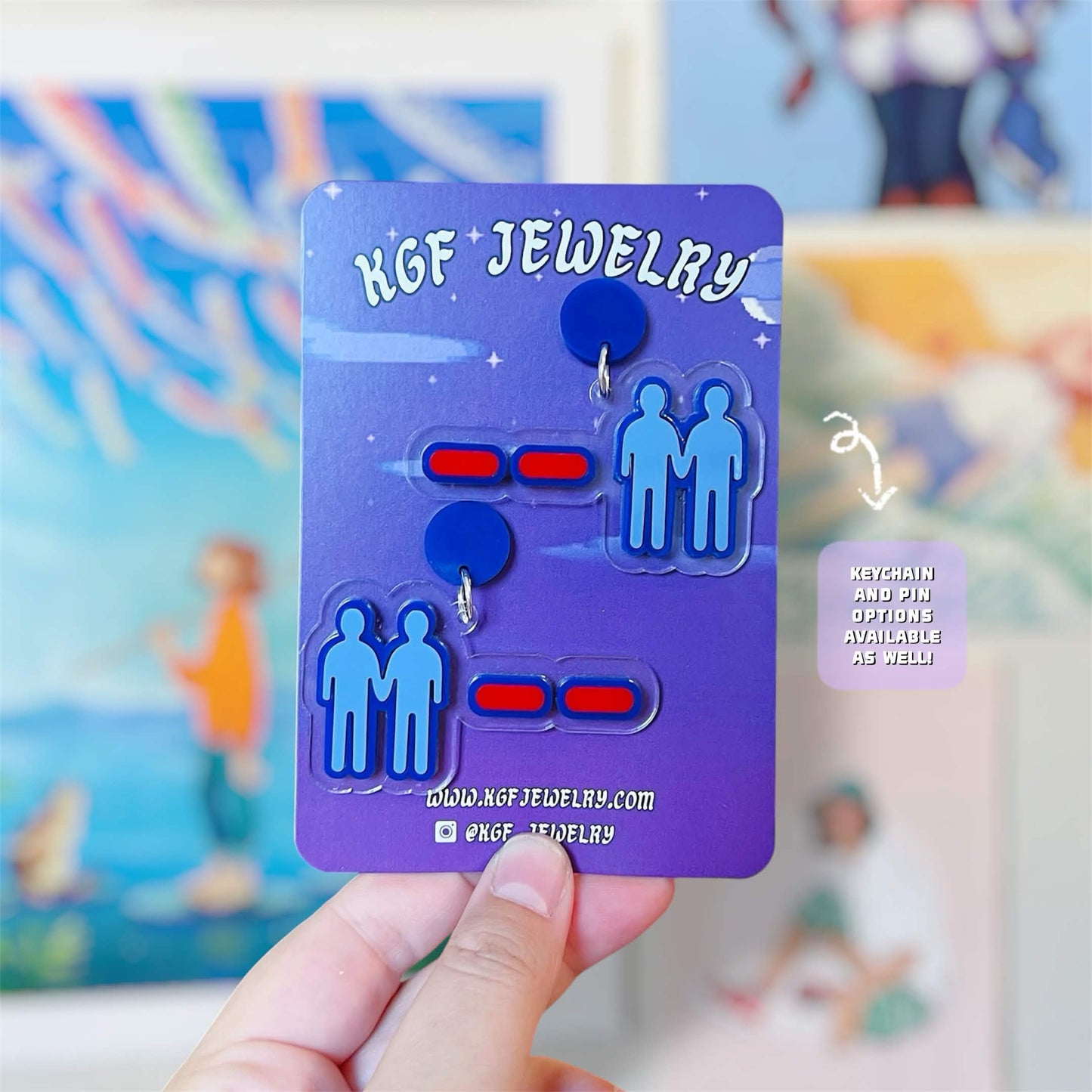 Negative Moodlet Video Game Handmade Acrylic Earrings, Keychains, Pins