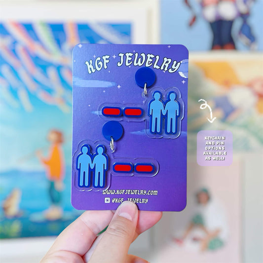 Negative Moodlet Video Game Handmade Acrylic Earrings, Keychains, Pins