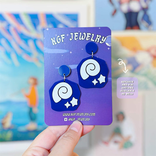Fossil Video Game Handmade Acrylic Earrings, Keychains, Pins