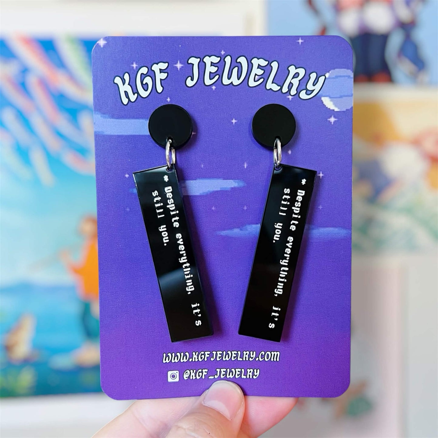 Despite Everything Message Video Game Handmade Acrylic Earrings, Keychains, Pins