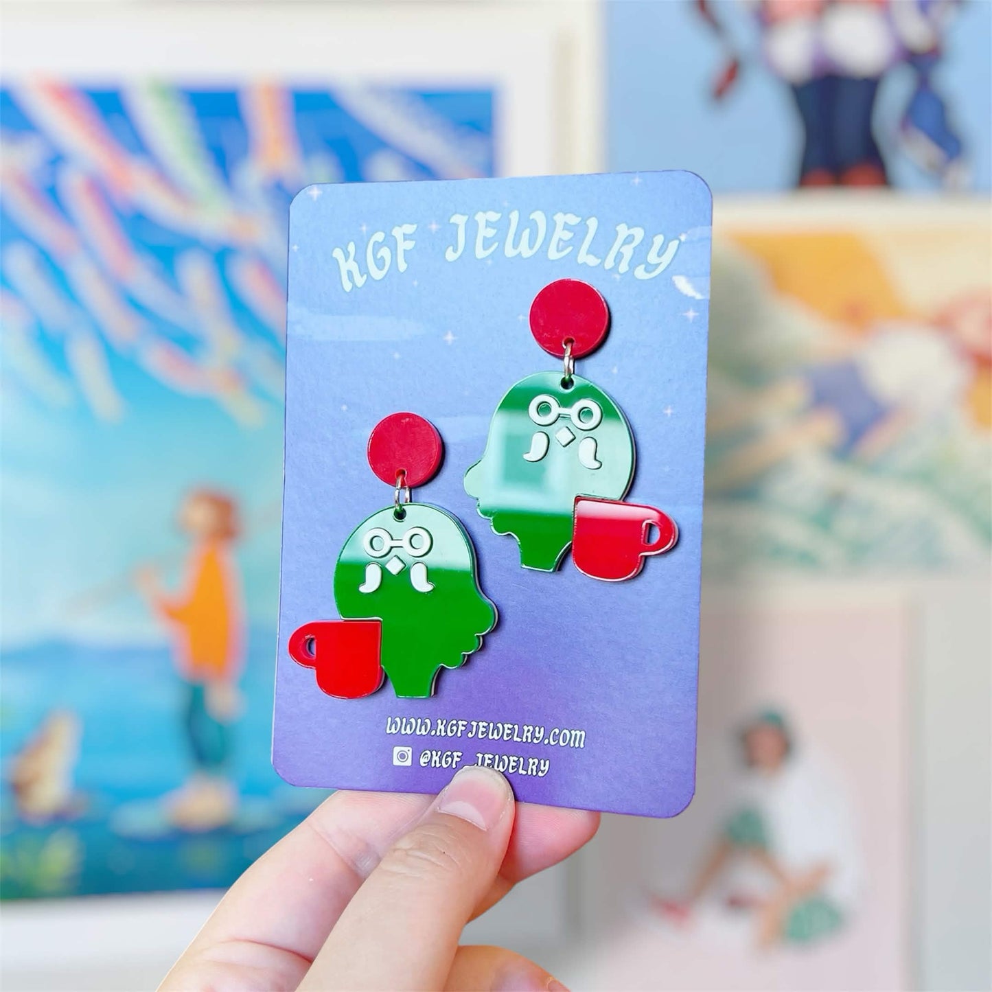 Brewster Logo Video Game Handmade Acrylic Earrings, Keychains, Pins