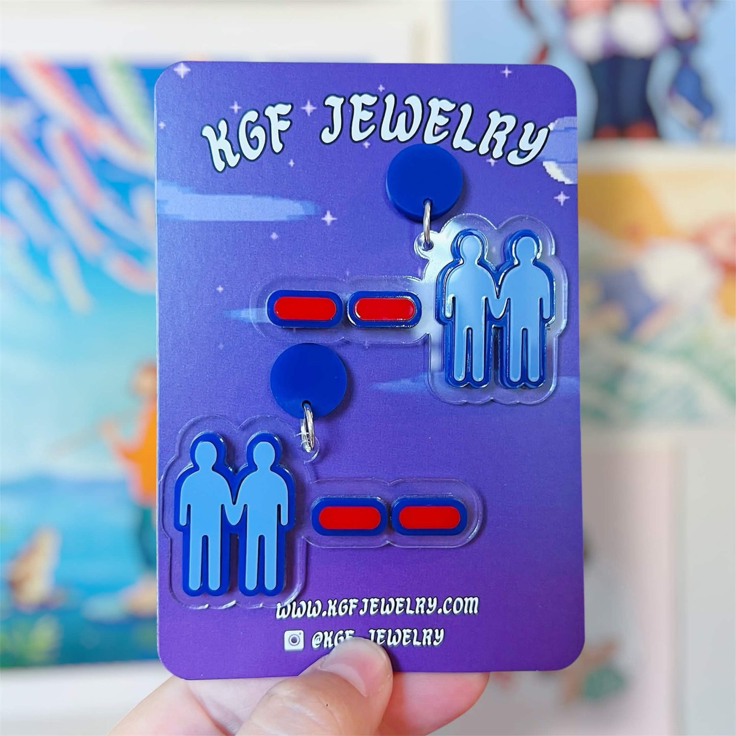 Negative Moodlet Video Game Handmade Acrylic Earrings, Keychains, Pins