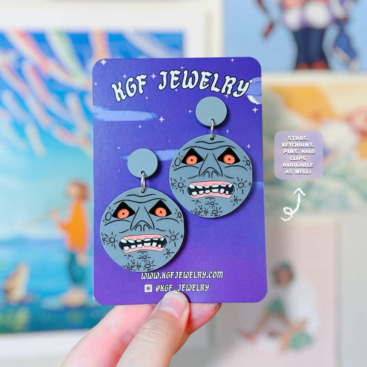 Majora's Mask Moon Handmade Acrylic Statement Earrings, Keychains, Pins, Hair Clips