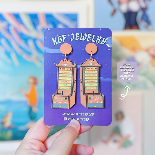 Dr. Love's Testometer Handmade Acrylic Earrings, Keychains, Pins, Hair Clips