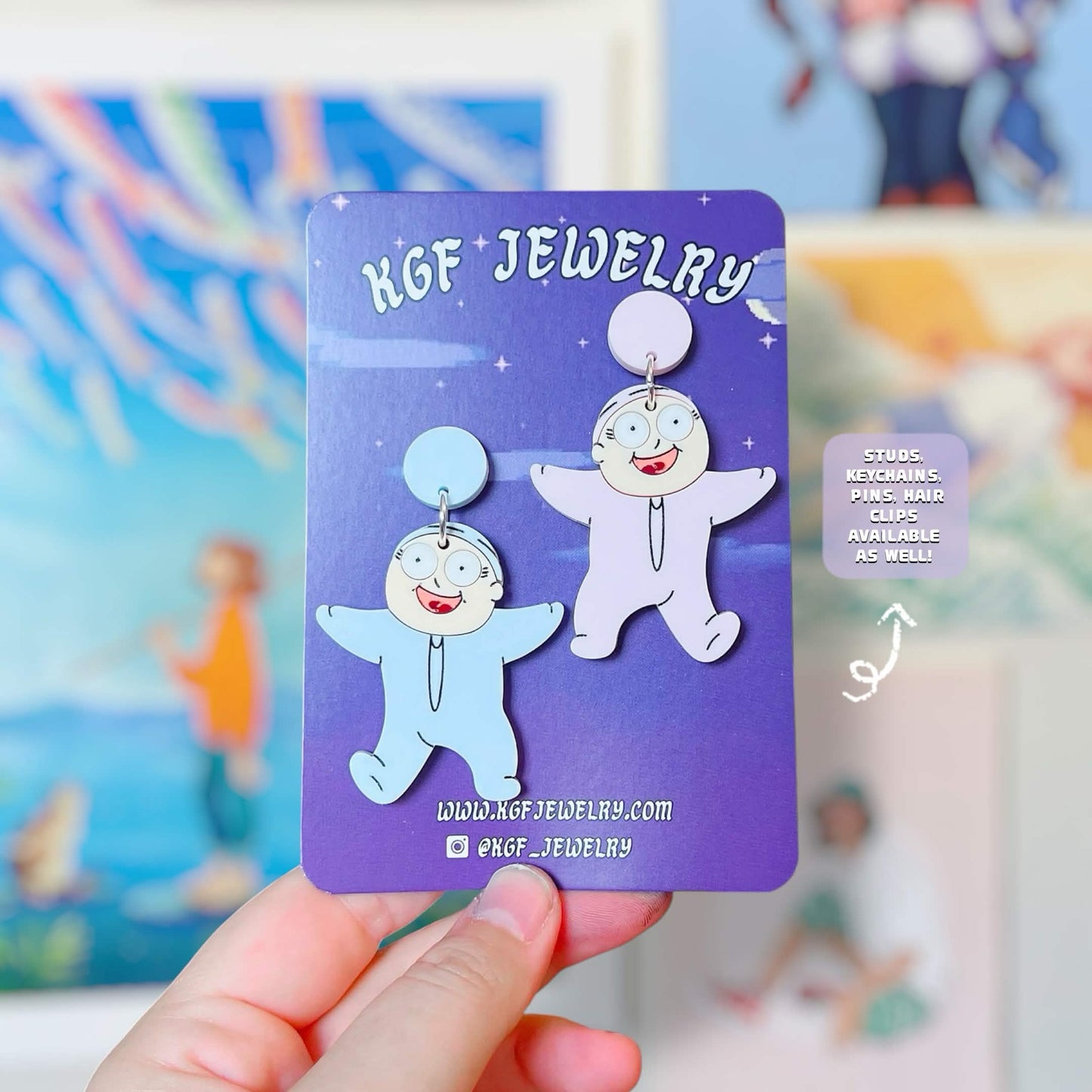 Porcelain Babies Handmade Acrylic Earrings, Keychains, Pins, Hair Clips