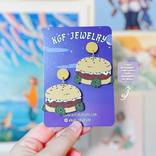Chive My Car Burger Handmade Acrylic Earrings, Keychains, Pins, Hair Clips
