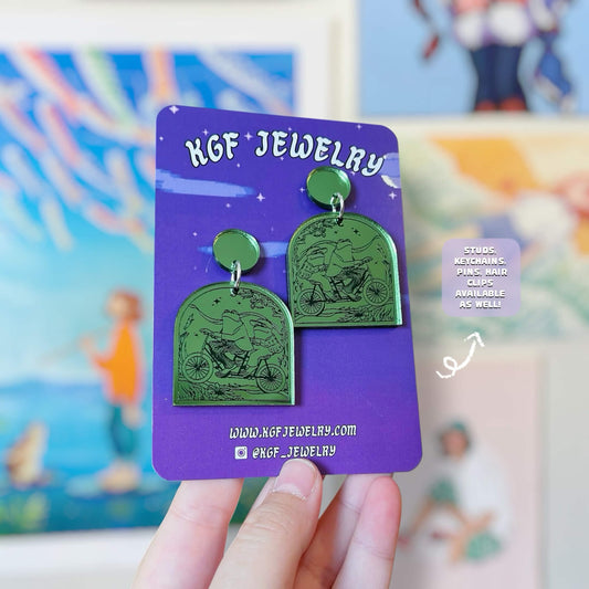 Frog & Toad Handmade Acrylic Statement Earrings, Keychains, Pins, Hair Clips