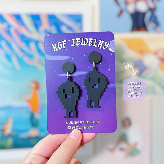 Krobus Video Game Handmade Acrylic Statement Earrings, Keychains, Pins