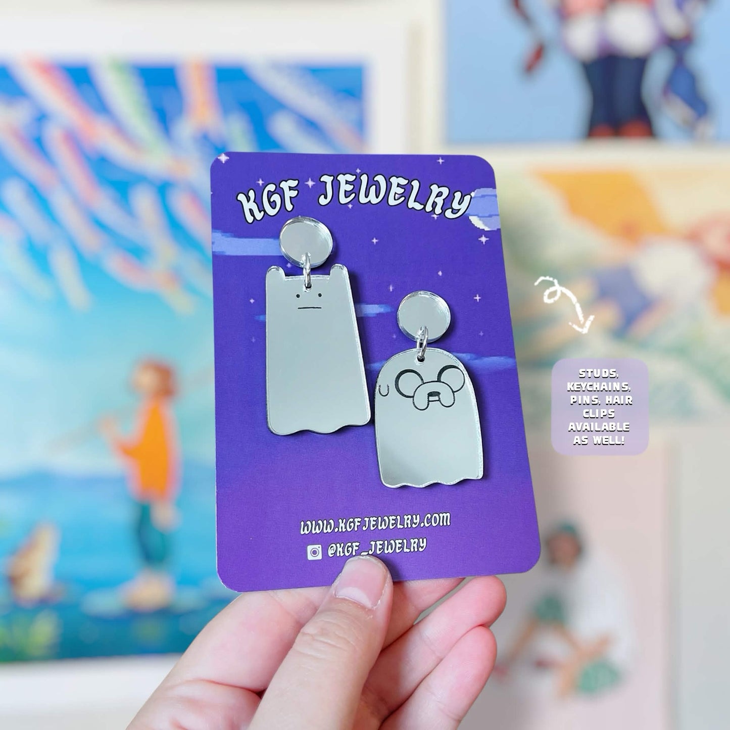 Ghost Bros Handmade Acrylic Earrings, Keychains, Pins, Hair Clips