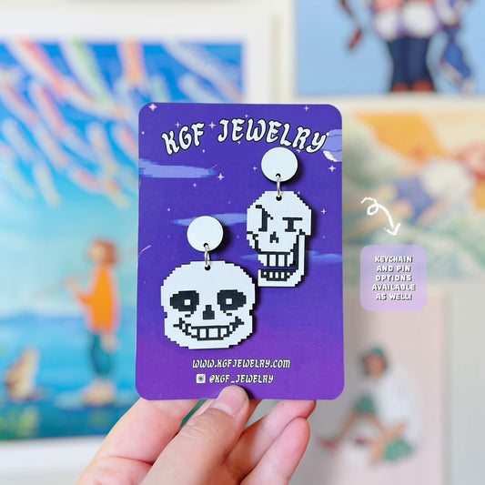 Bone Bros Video Game Handmade Acrylic Earrings, Keychains, Pins