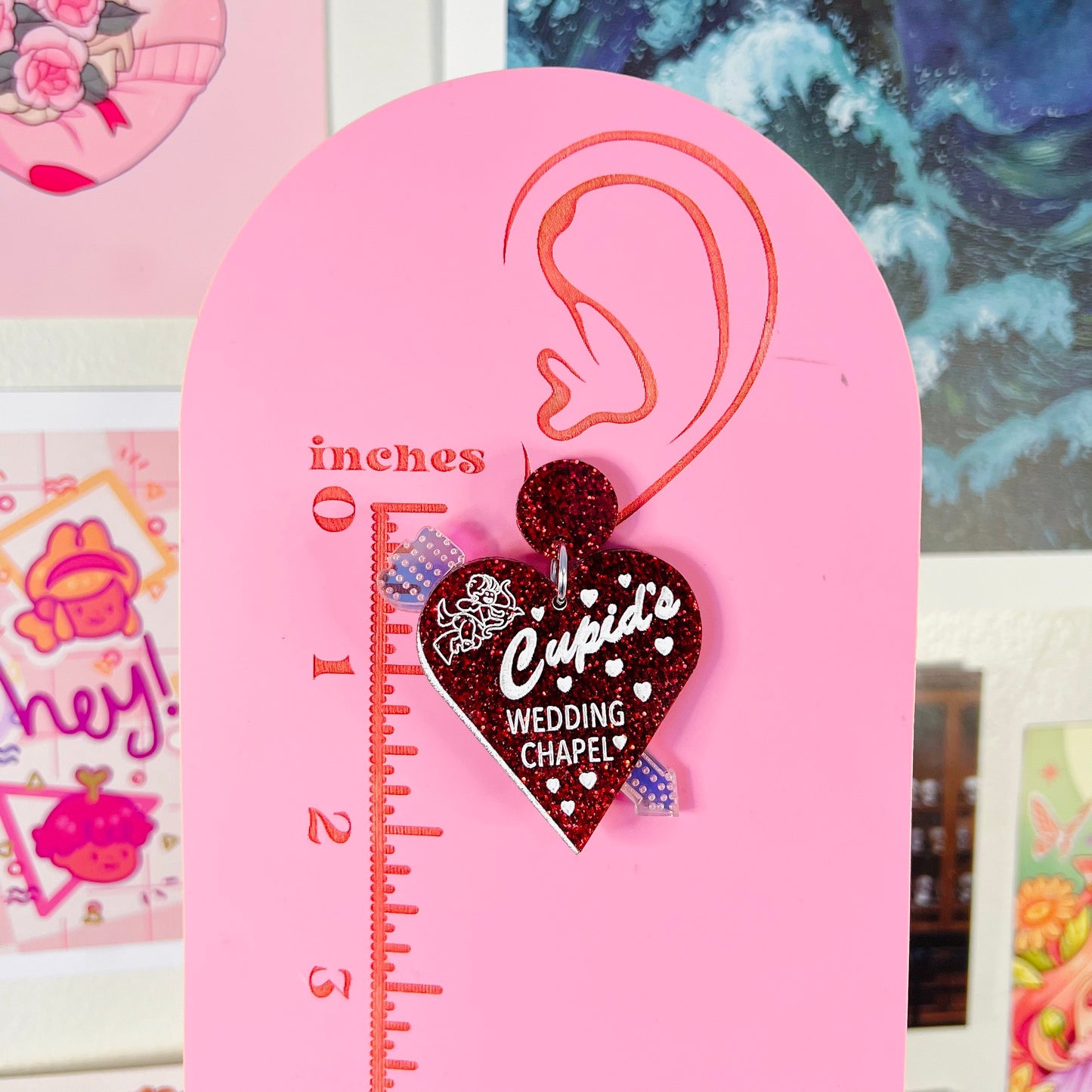 Cupid’s Chapel Valentine's Day Acrylic Earrings, Keychains, Pins