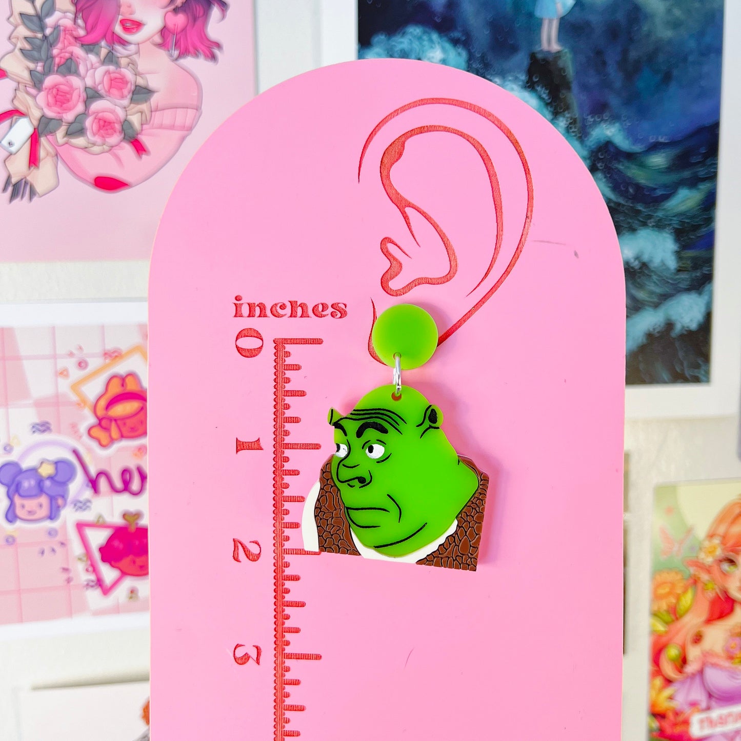 Shrek Meme Acrylic Earrings, Keychains, Pins