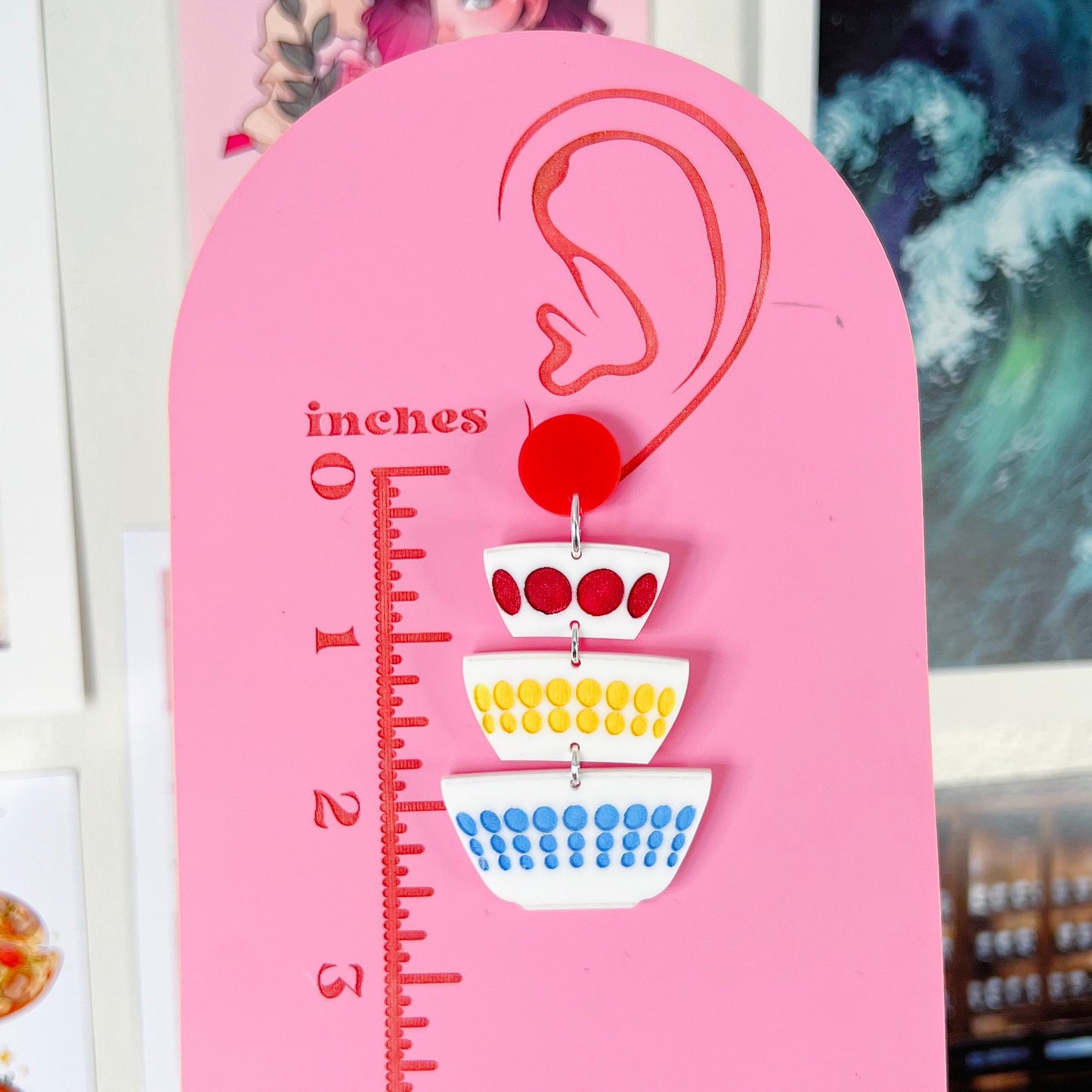 Dots Pyrex Bowls Acrylic Earrings & Keychain