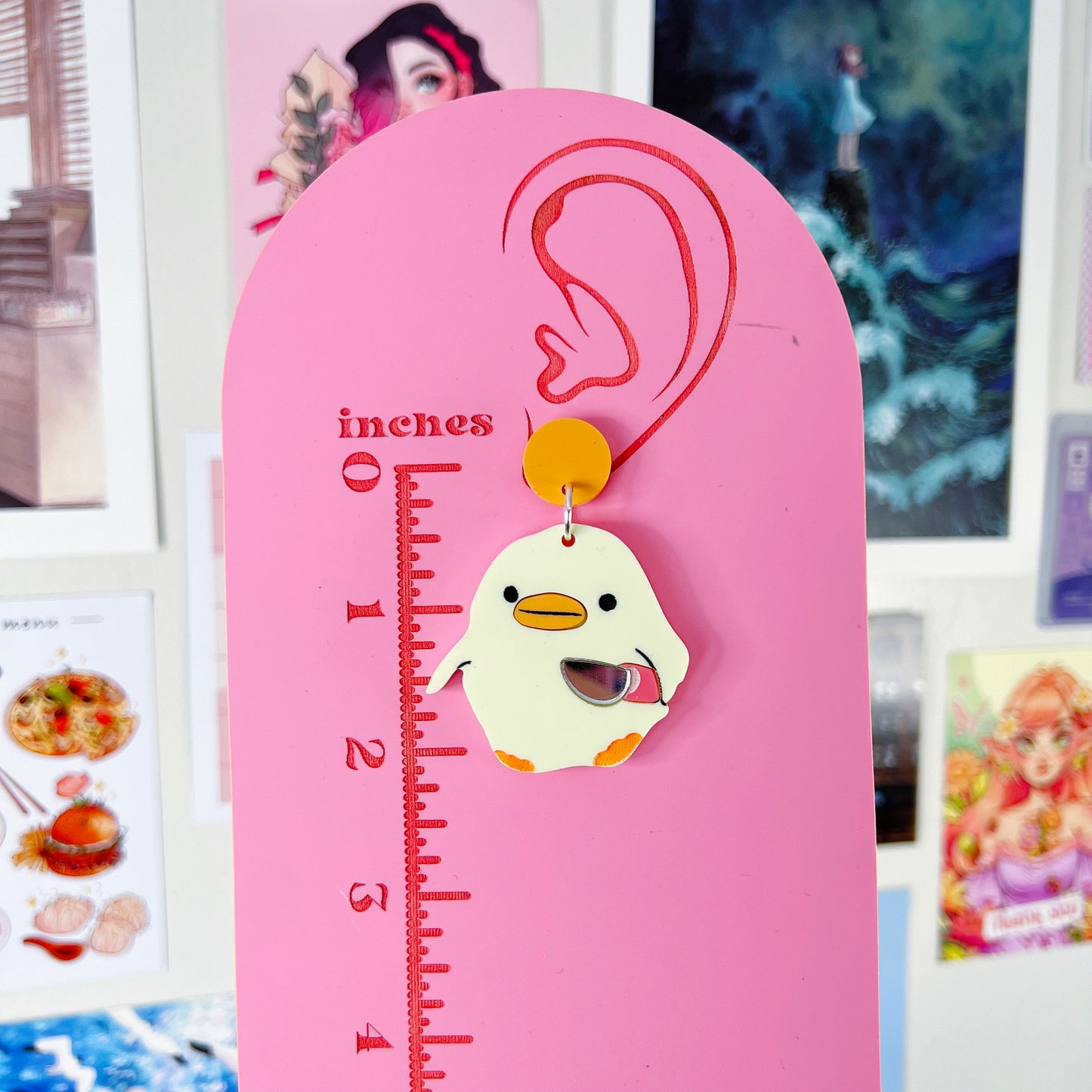 Knife Duck Acrylic Earrings, Keychains & Pins