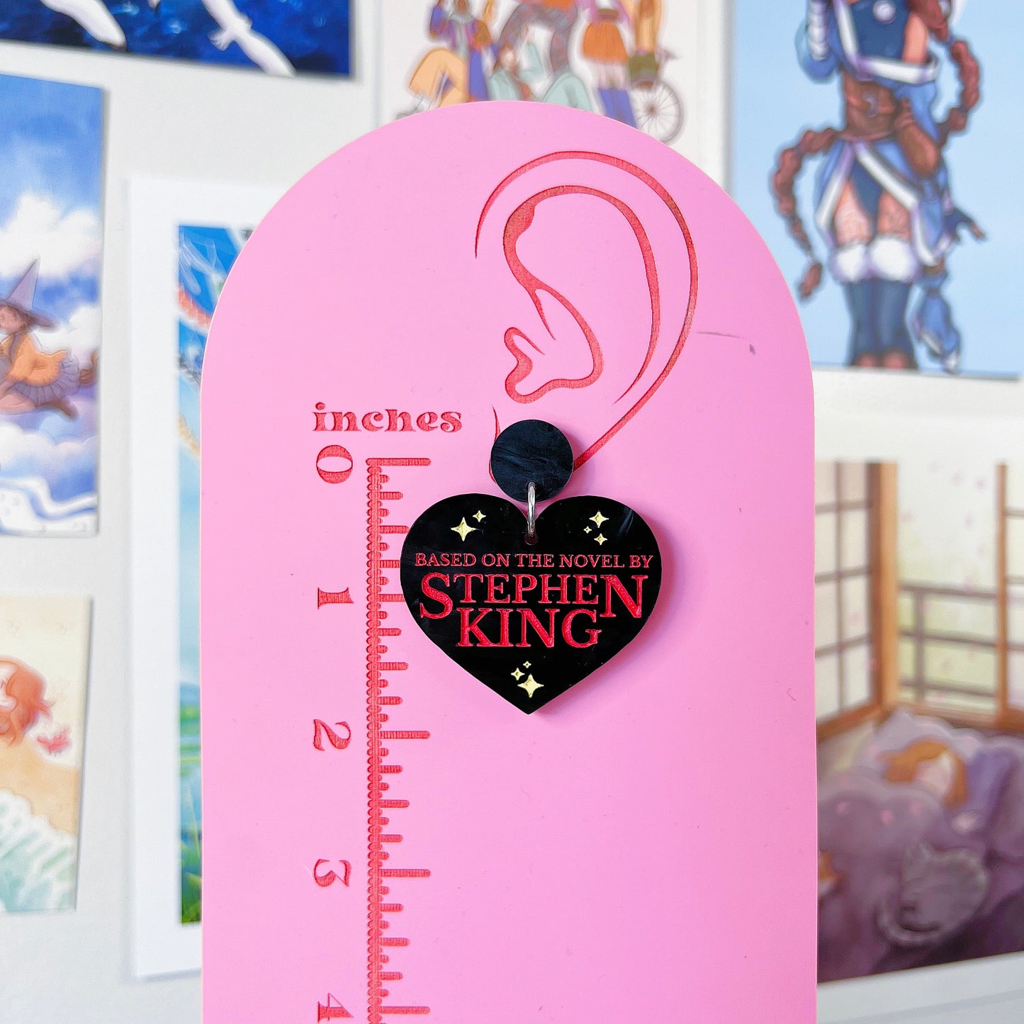 Stephen King Hearts Acrylic Earrings, Keychains, Pins