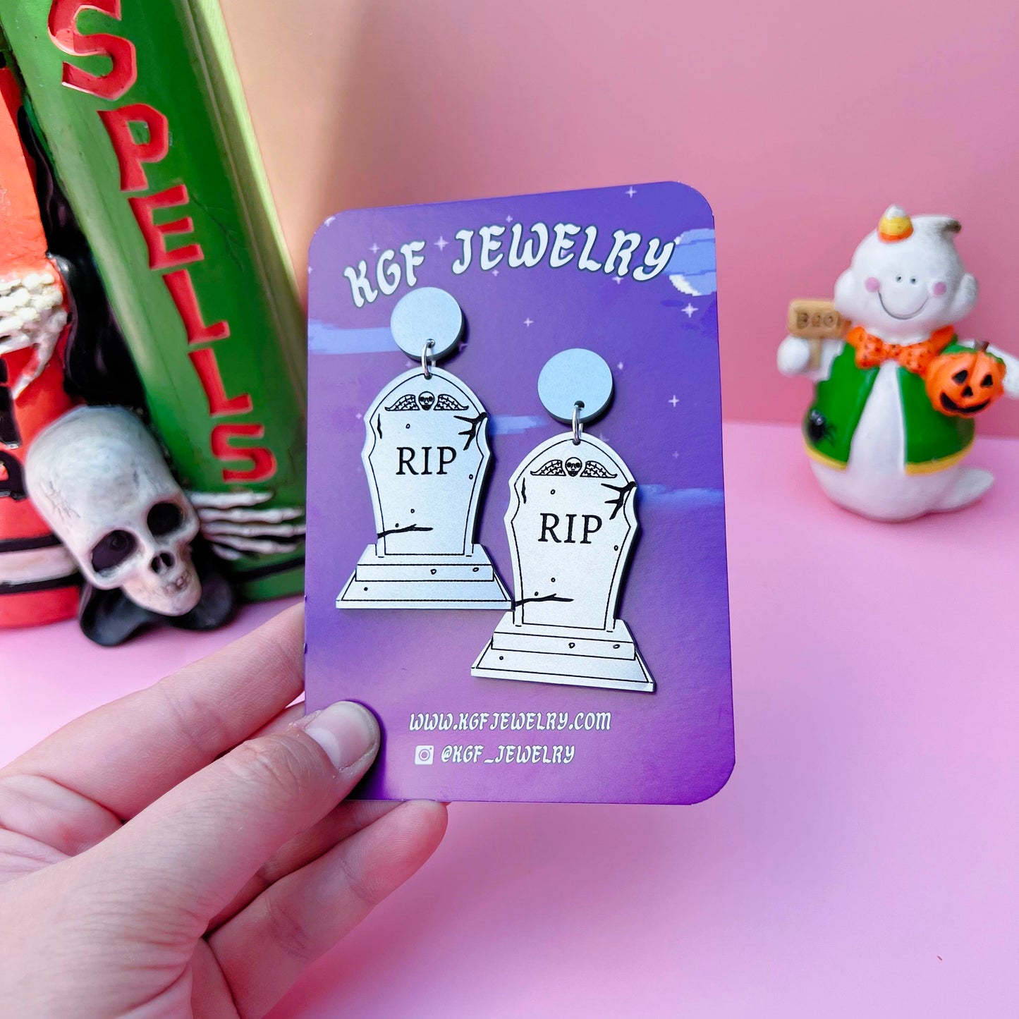 Tombstones Handmade Acrylic Dangle Earrings, Keychains, & Pins