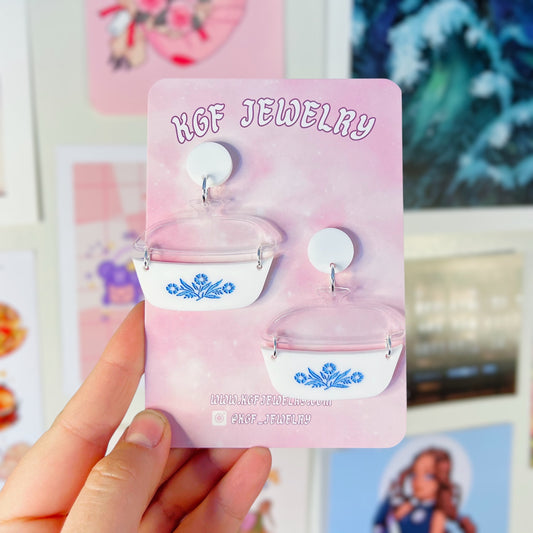 Corningware Dish Acrylic Earrings, Keychains