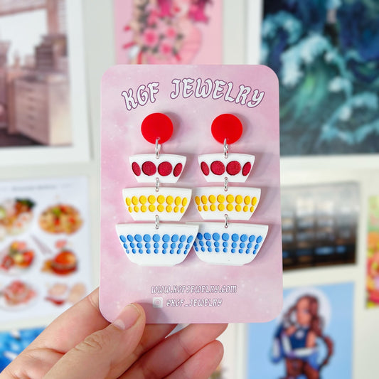 Dots Pyrex Bowls Acrylic Earrings & Keychain