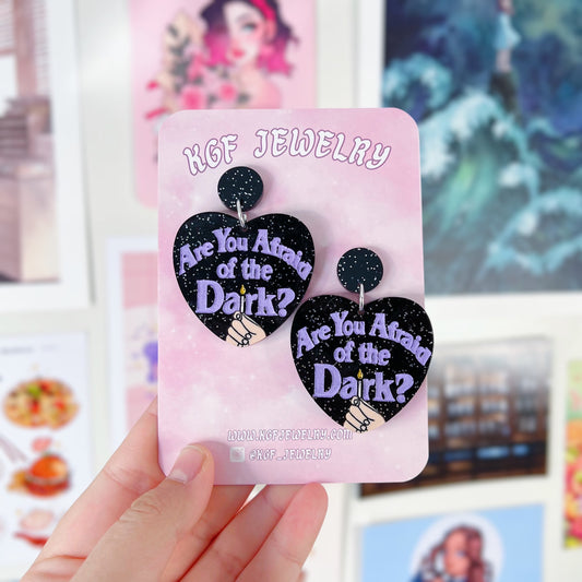 Afraid of the Dark Acrylic Earrings, Keychains, Pins