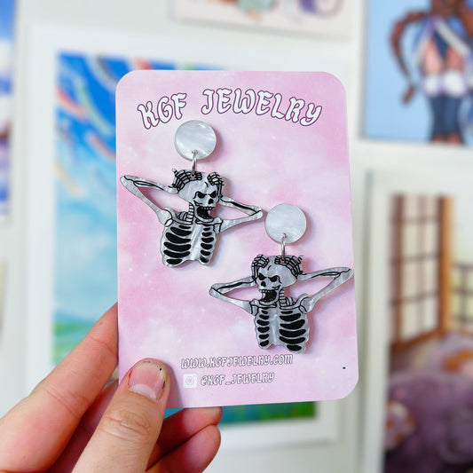 Skeleton Madness Acrylic Earrings, Keychains, Pins