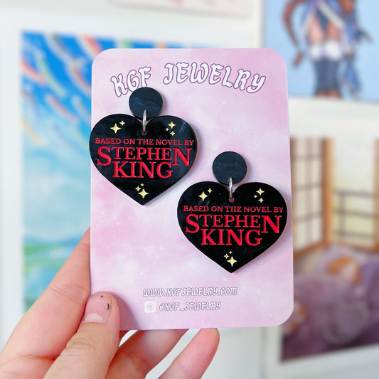 Stephen King Hearts Acrylic Earrings, Keychains, Pins