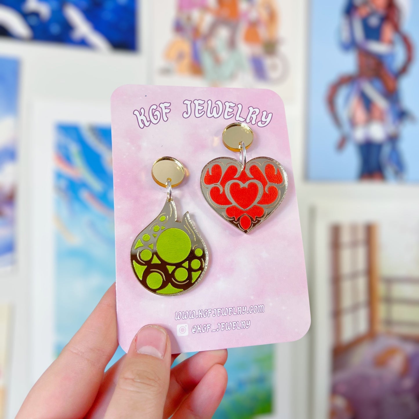 Heart Container & Stamina Vessel Acrylic Dangle Earrings, Keychains, Pins