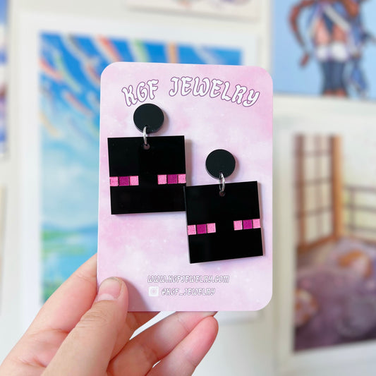 Enderman Minecraft Acrylic Earrings, Keychains, Pins